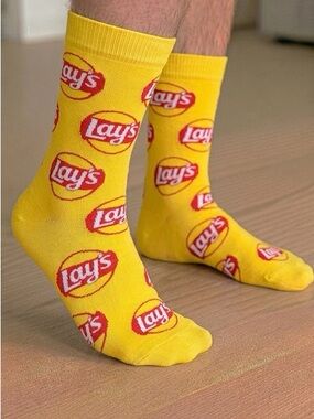 Lays Potato Chips,Flavorful Salty Party Snack, Novelty Print Socks mens fit 6-12